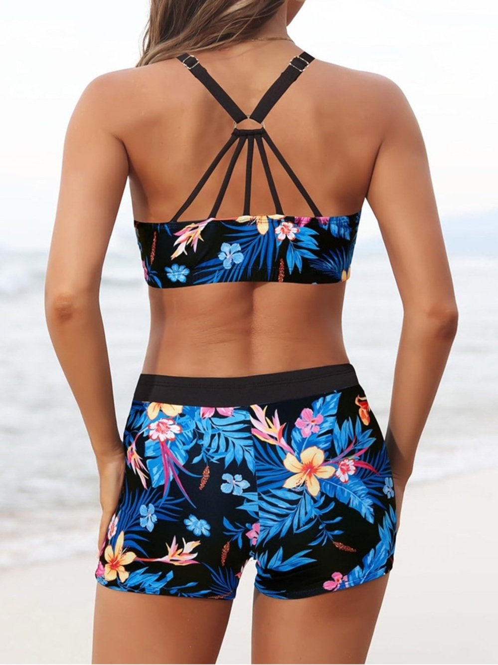 Aqua Eve Woman's 3 Piece Floral Tankini Swimsuit, Swim Boy Shorts, XL - Picture 7 of 15